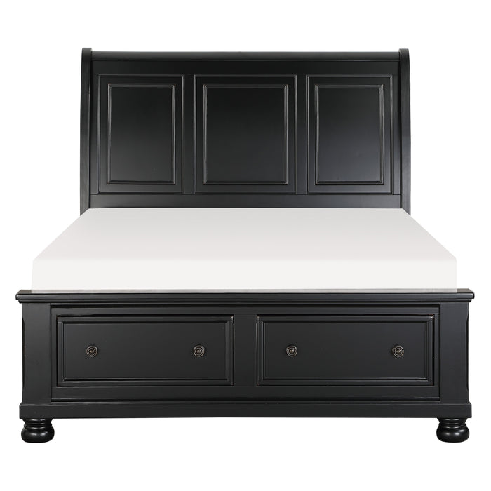 Laurelin Queen Sleigh Platform Bed with Footboard Storage in Black - 1714BK-1