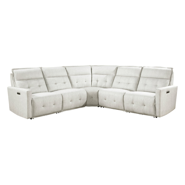 Salida 5-Piece Modular Power Reclining Sectional with Power Headrests in White - 9444HMP*5SCPWH