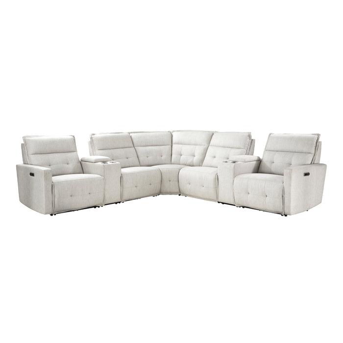 Salida 7-Piece Modular Power Reclining Sectional with Power Headrests in White - 9444HMP*7SCPWH