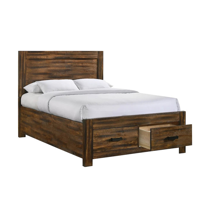 Elements International Warner Full Storage Bed in Chesnut