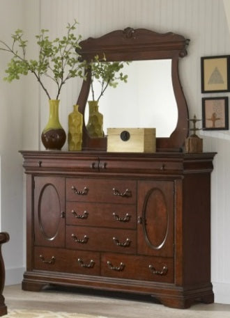 Elements International Chateau Sleigh Curved Mirror in Cherry