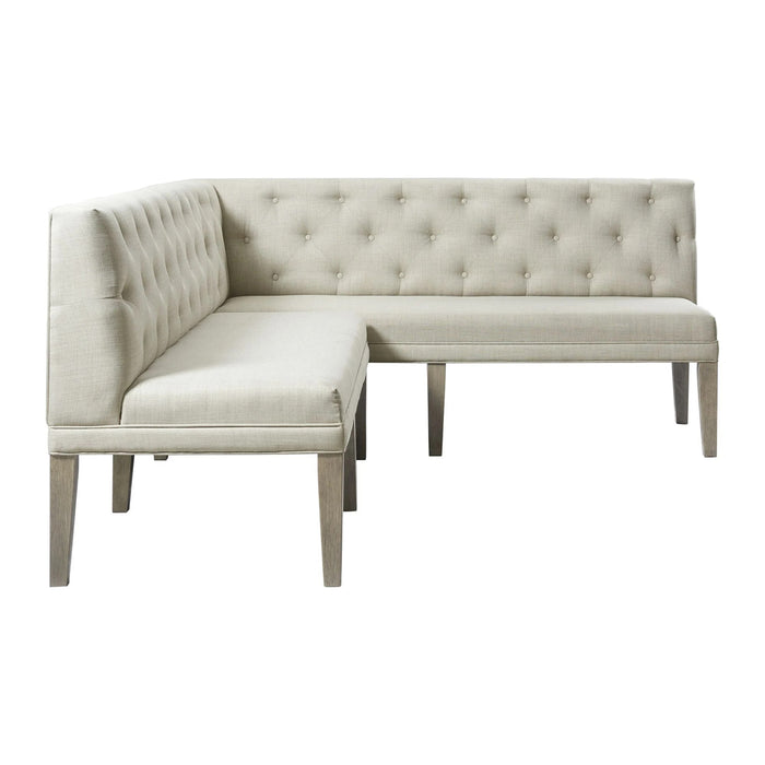 Elements International Collins Sectional Sofa Dining Set in Light Gray