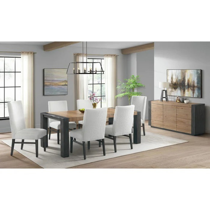 Elements International Breckenridge Dining Side Chair With Boucle Snow (Set of 2) in Black