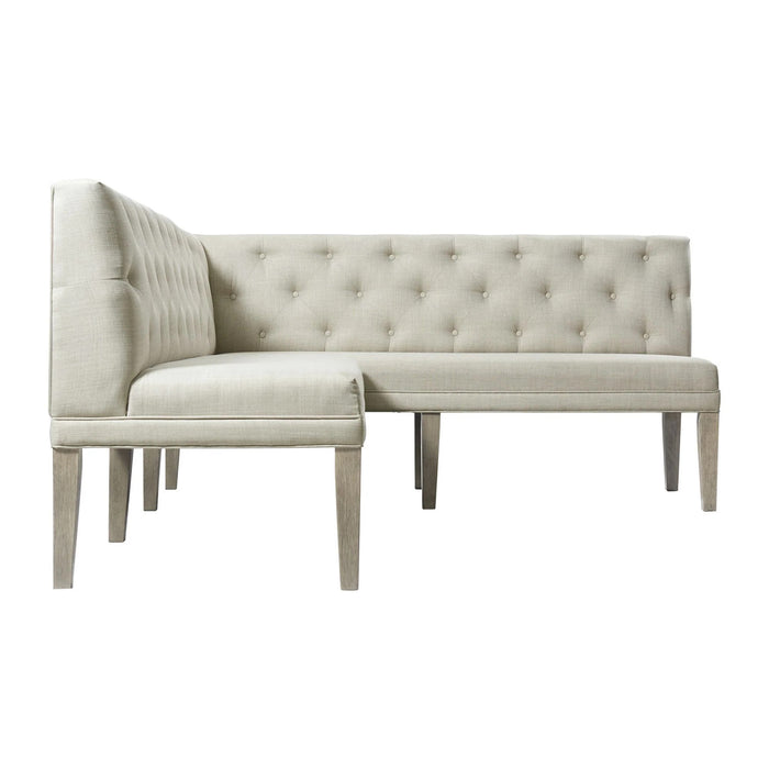 Elements International Collins Sectional Sofa Dining Set in Light Gray