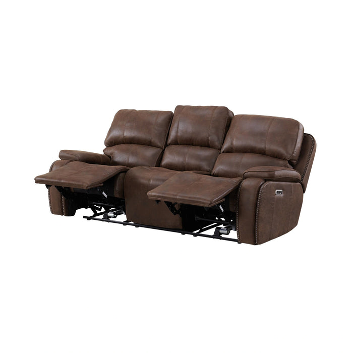 Atlantis Power Motion Sofa with Power Motion Head Recliner in Heritage Brown