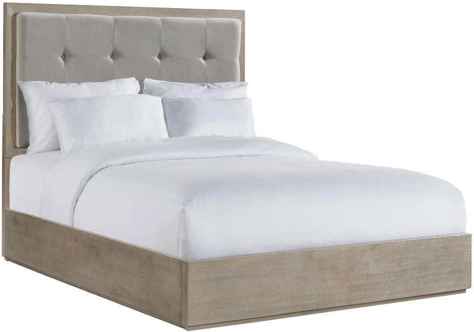 Elements International Arcadia King Upholstered Panel Bed in Grey