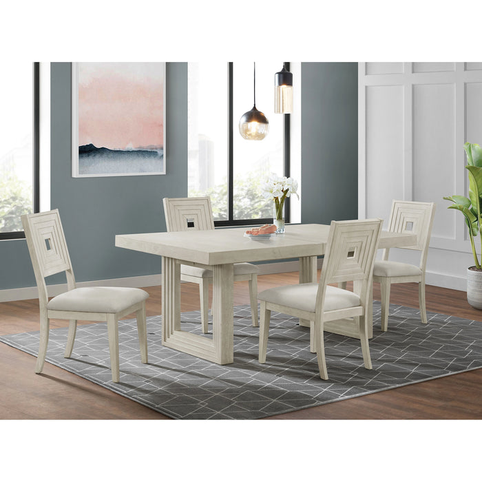 Avalanche Rectangular Dining Table with 18"" Leaf in Antique White