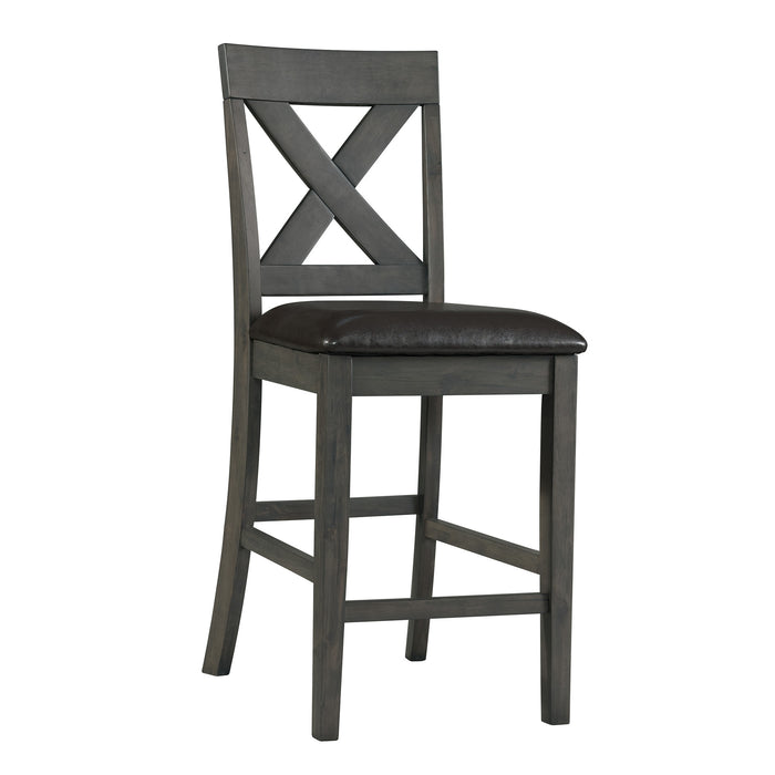 Alex Counter Side Chair W/Black PU Grey (2 Per Pack)