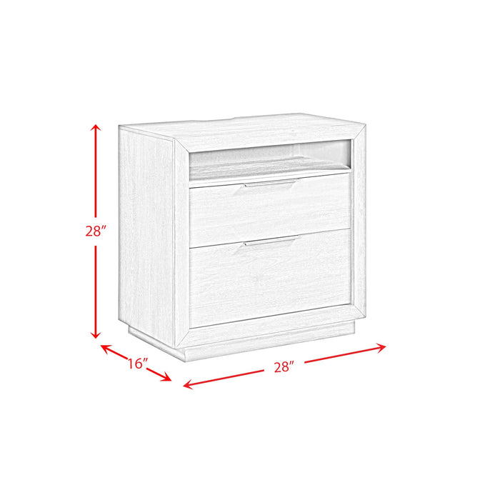 Arcadia 2-Drawer Nightstand with USB in Grey