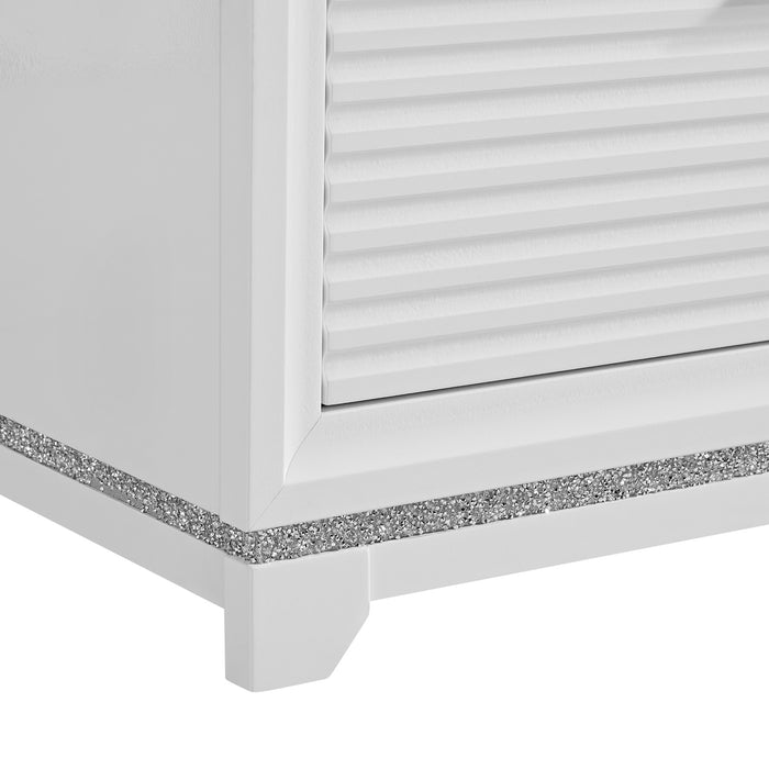 Denmark 1-Drawer Nightstand with Speaker and USB in White