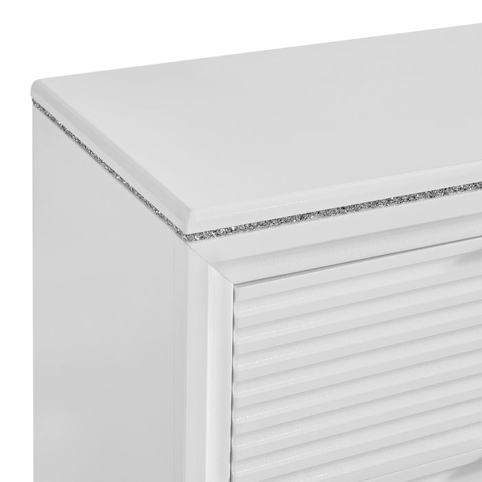 Denmark 1-Drawer Nightstand with Speaker and USB in White