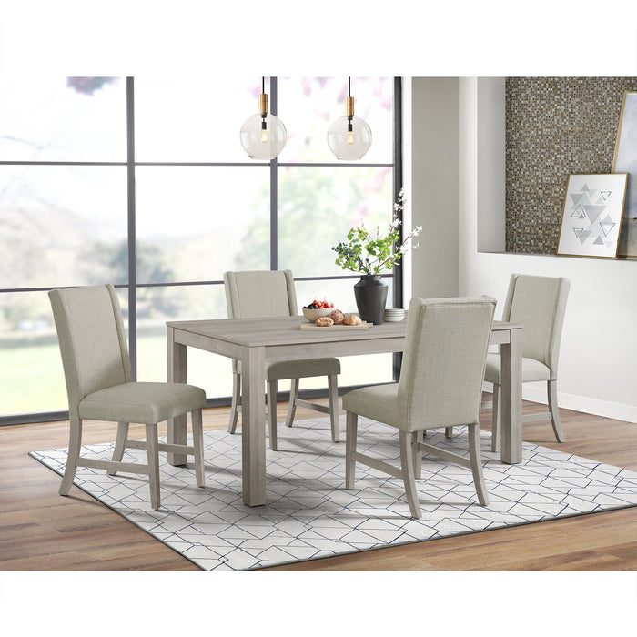 Eleanor Standard Height Dining Set in White-Rectangular Table and Four Chairs