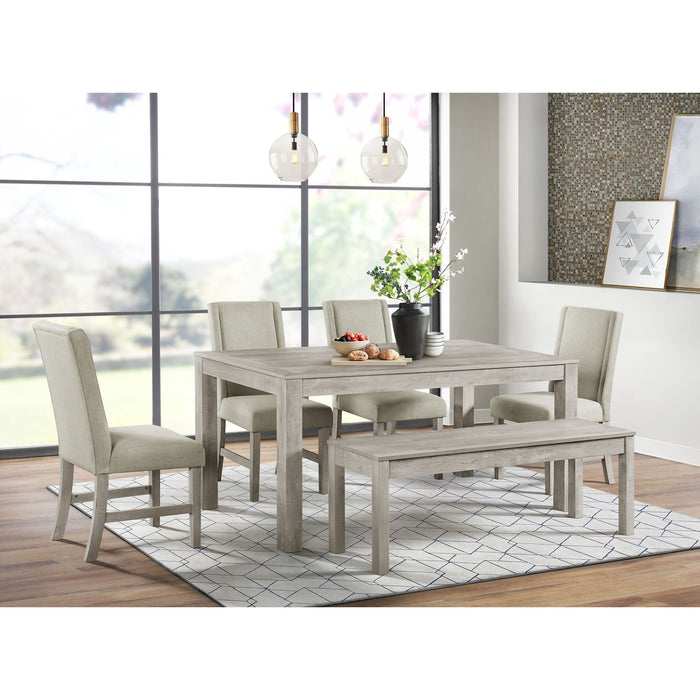 Eleanor Standard Height Dining Set in White-Rectangular Table and Four Chairs
