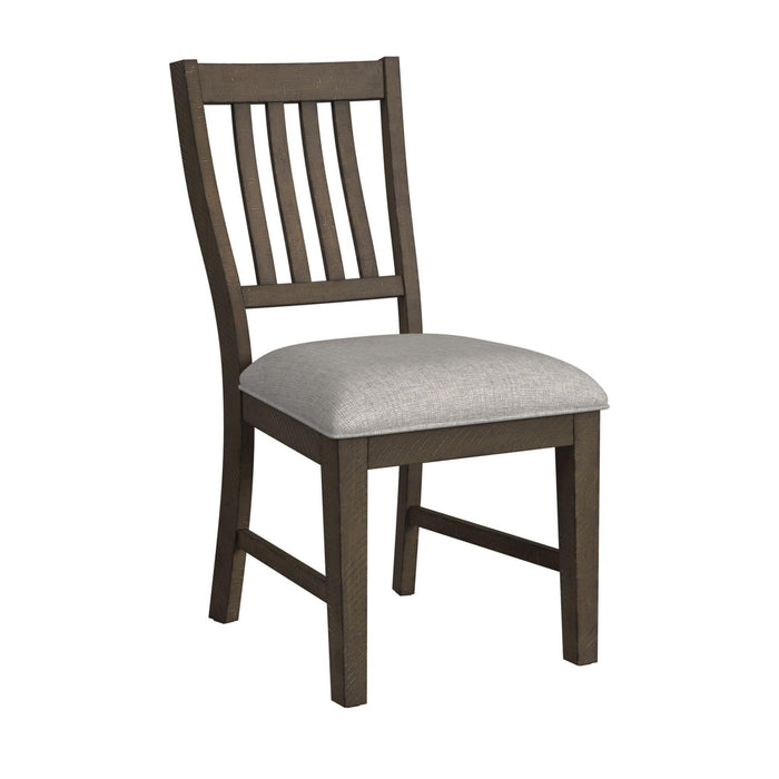 Yellowstone Dining Side Chair with Grey Fabric in Medium Brown (2 Per Carton)