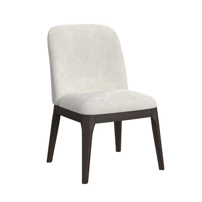 Sylvie Dining Side Chair with White Fabric in Dark Brown (2 Per Carton)