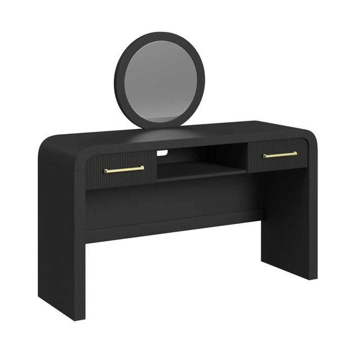 Ridgemont Dressing Table and Mirror in Black with Grain