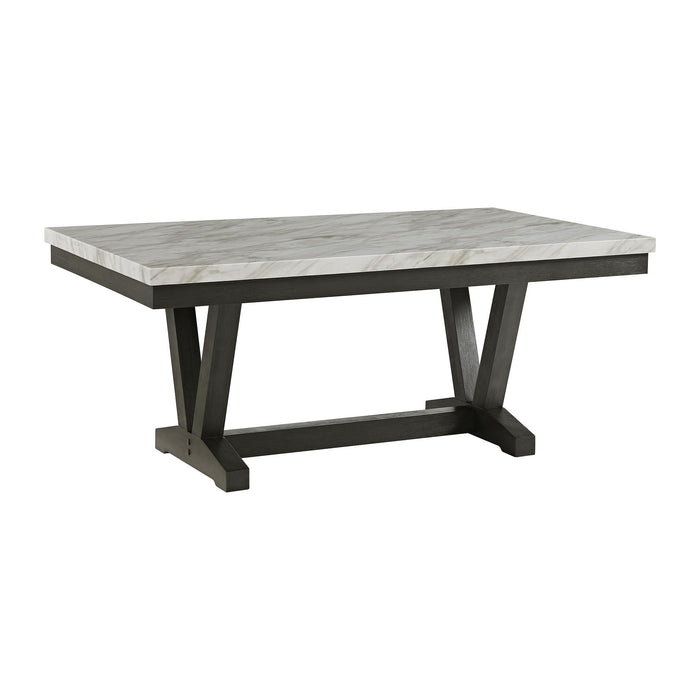 Everdeen Dining Table w/ White Faux Marble Top in Charcoal