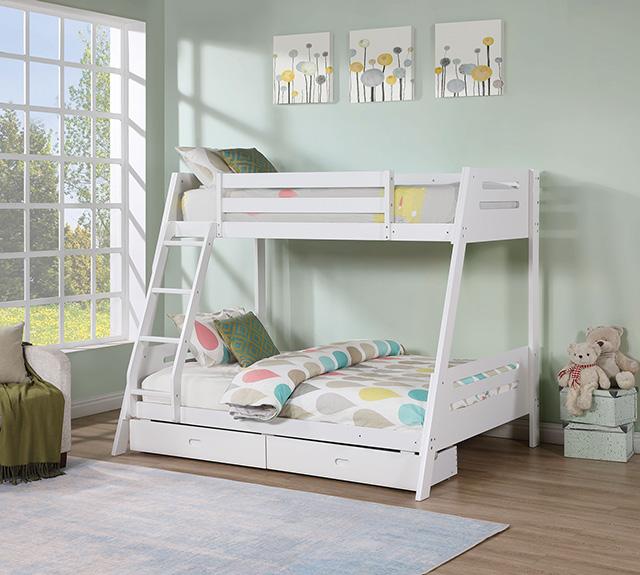 Emilee Twin/Full Bunk Bed White, Grey, Espresso, & Black