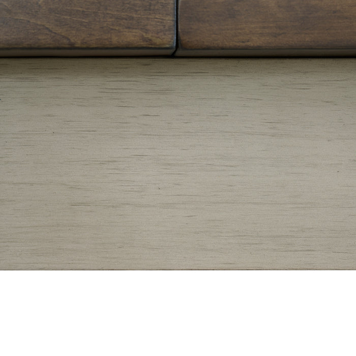 Farmington Storage Dining Bench in Medium Brown and Washed Stone