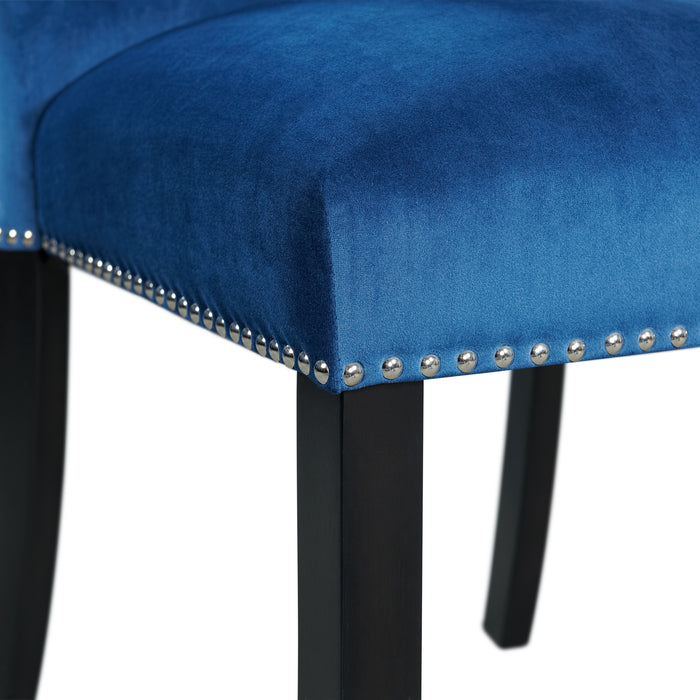 Francesca Rectangular Dining Blue Velvet Side Chair (2 Per Pack)