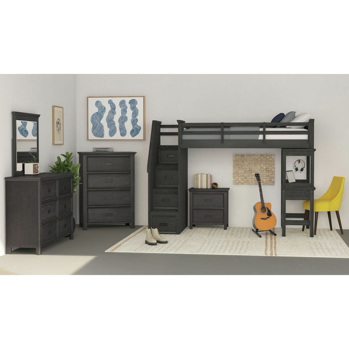 Hampton Kids Loft with Staircase and Desk with Speaker Bedroom Set