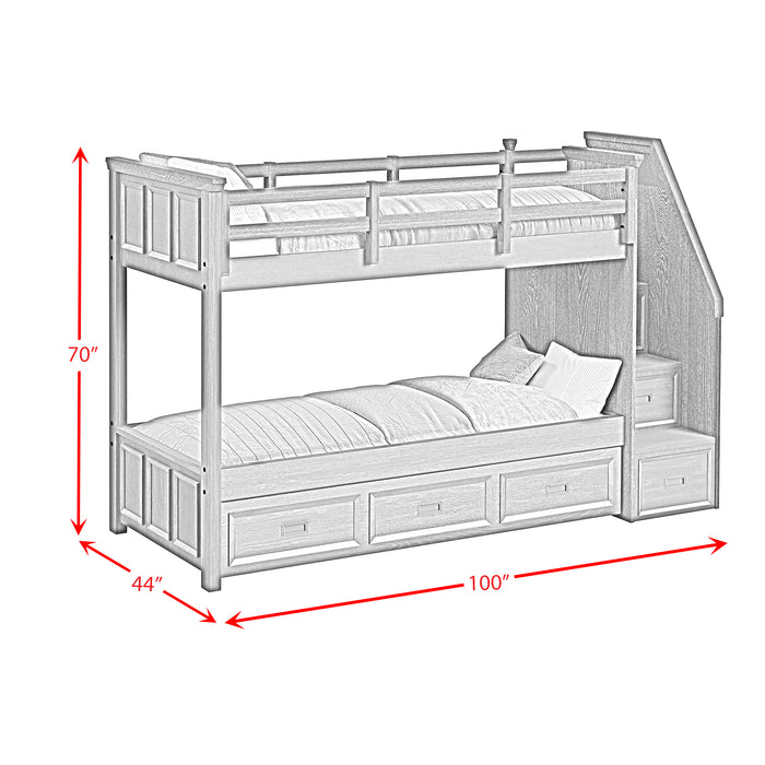Hampton Kids Over Bunk with Staircase and Trundle Bedroom Set