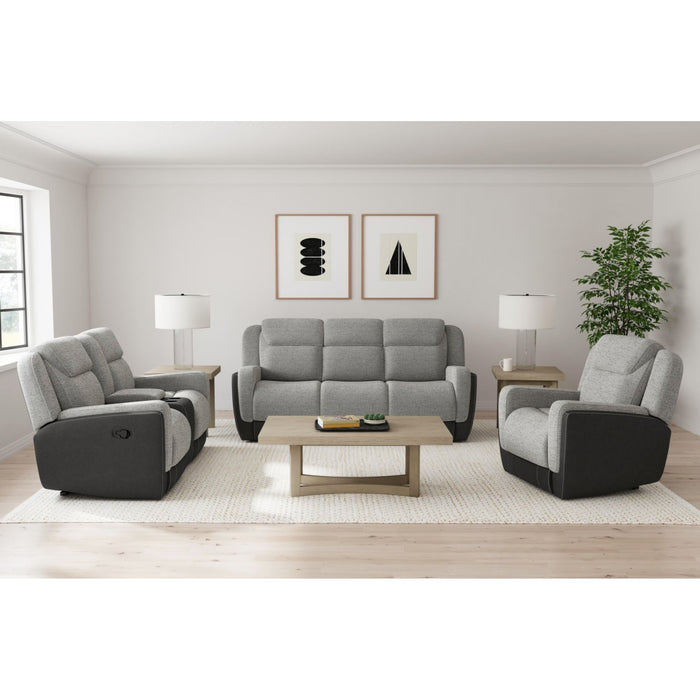 Hornet Motion Loveseat with Console in Rancho Grey