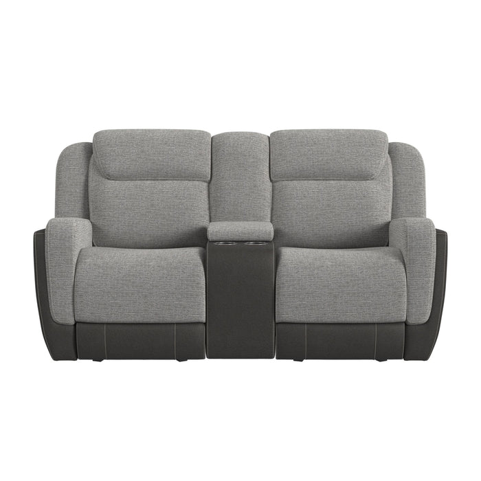 Hornet Motion Glider Loveseat with Console in Rancho Grey