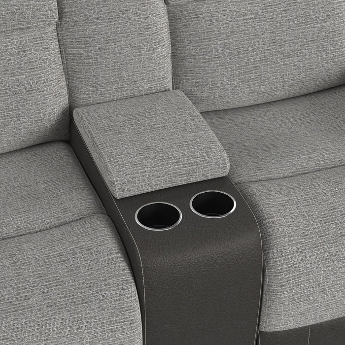 Hornet Motion Glider Loveseat with Console in Rancho Grey