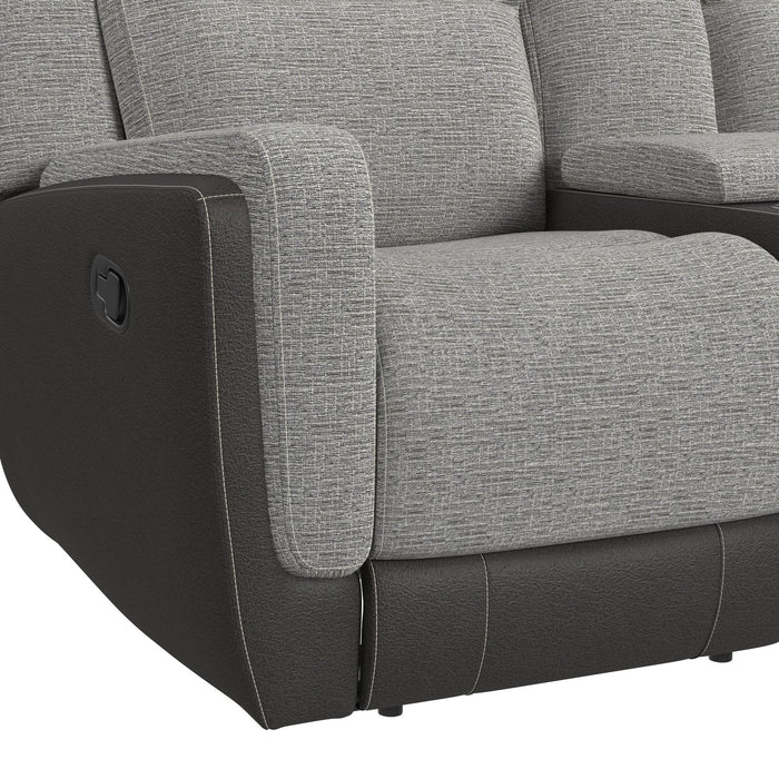 Hornet Motion Loveseat with Console in Rancho Grey