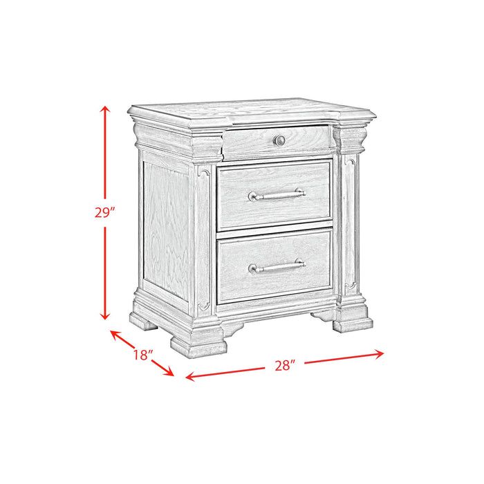 Kings Court 3-Drawer Nightstand (Sliding Top) in Grey