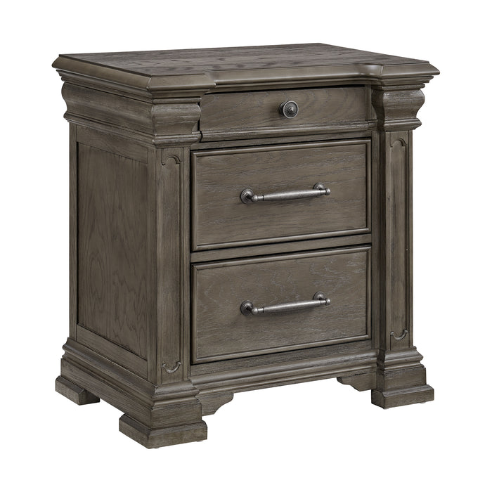 Kings Court 3-Drawer Nightstand (Sliding Top) in Grey
