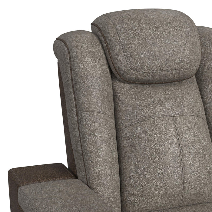 Lantana Power Motion Loveseat with Power Headrest, Led, and Console in Rocky Grey/Brown