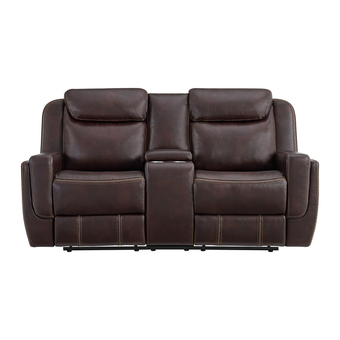 Panther Motion Loveseat with Console in Neono Brown
