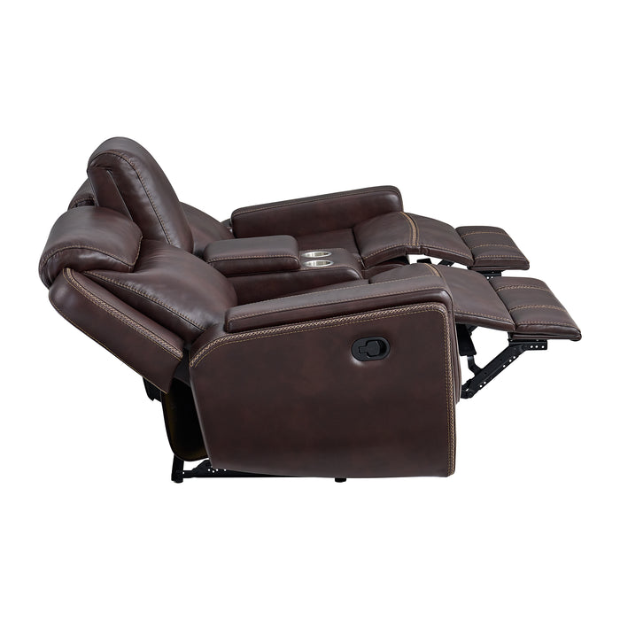 Panther Motion Loveseat with Console in Neono Brown