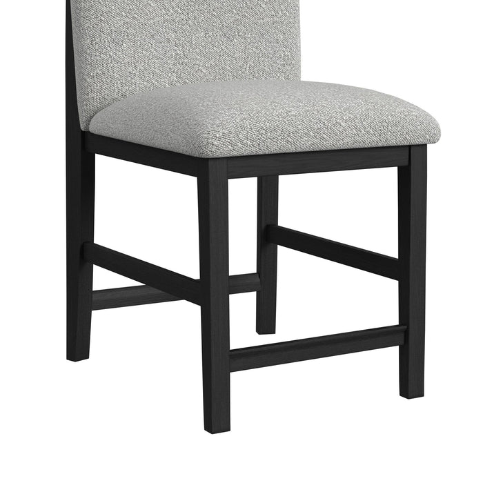 Portland Round Back Counter Stool with Grey Fabric in Black (2 Per Carton)