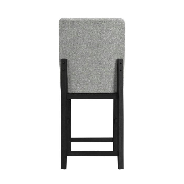 Portland Square Back Barstool with Grey Fabric in Black (2 Per Carton)