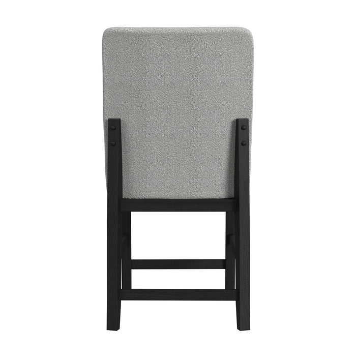 Portland Square Back Counter Stool with Grey Fabric in Black (2 Per Carton)