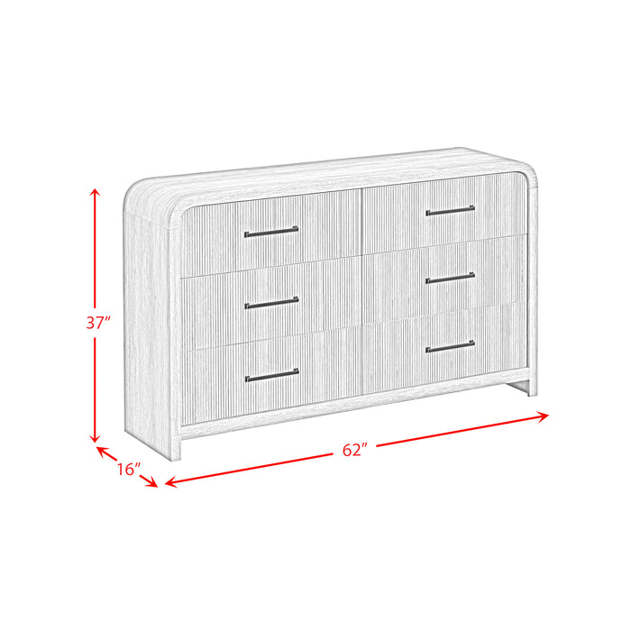 Ridgemont 6-Drawer Dresser in Black with Grain