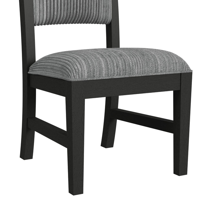 Ridgemont Standard Height Dining Set in Black with Grain-Table and Four Grey Fabric Chairs