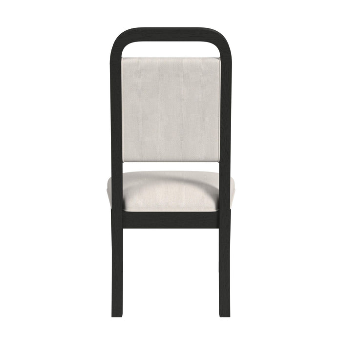 Ridgemont Dining Side Chair with White Fabric in Black with Grain (2 Per Carton)