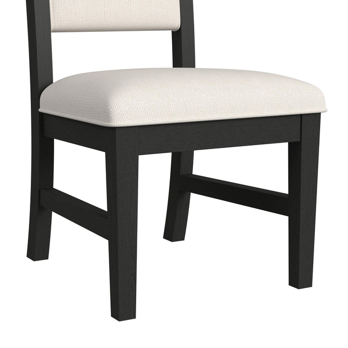 Ridgemont Dining Side Chair with White Fabric in Black with Grain (2 Per Carton)