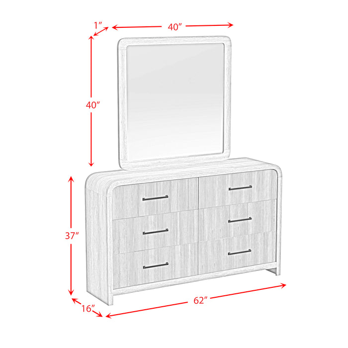 Ridgemont Dresser and Mirror Set in Black with Grain