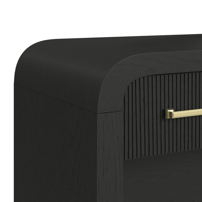 Ridgemont Dressing Table and Mirror in Black with Grain