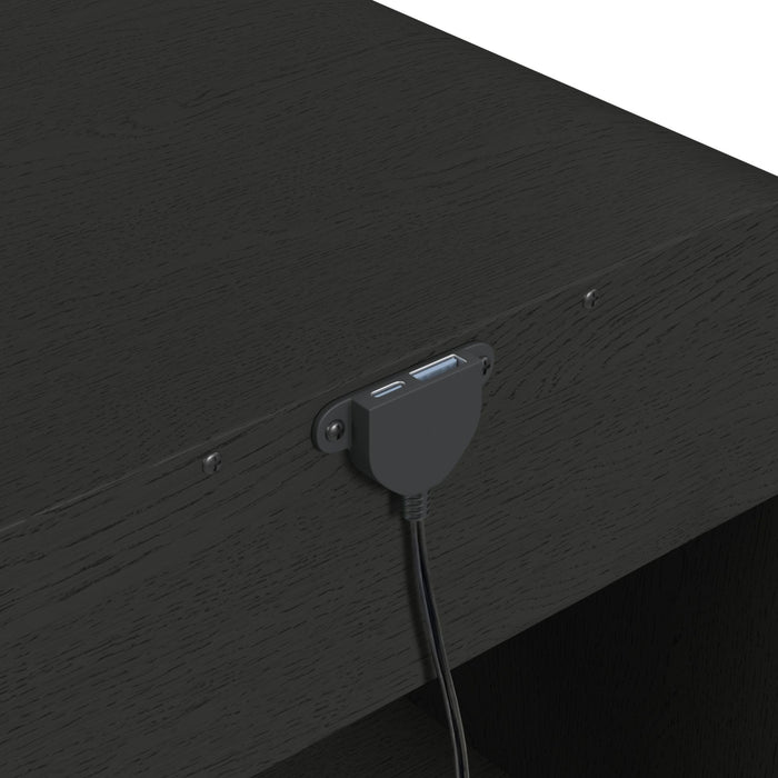 Ridgemont End Table with USB in Black with Grain