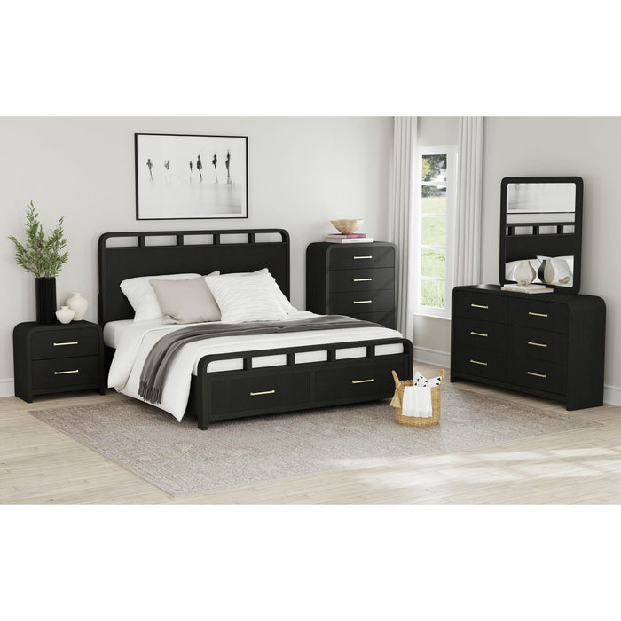 Ridgemont 6-Drawer Dresser in Black with Grain