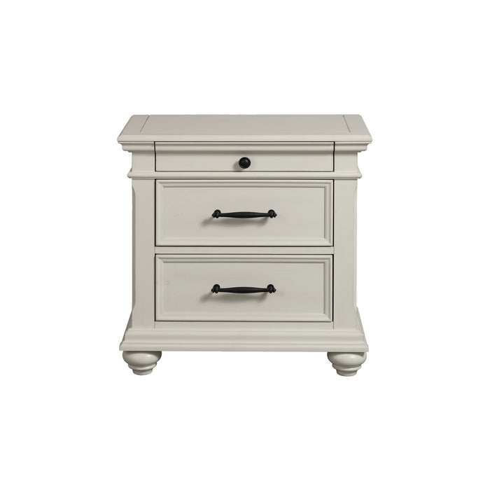 Slater Nightstand w/USB in Antique White