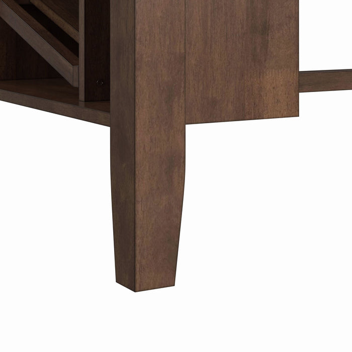 Santa Barbara Kitchen Island & 2 Counter Stools with Dark Grey Fabric in Walnut
