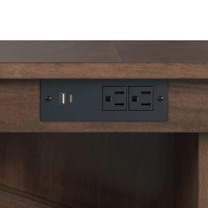 Santa Barbara Kitchen Island & 2 Counter Stools with Dark Grey Fabric in Walnut