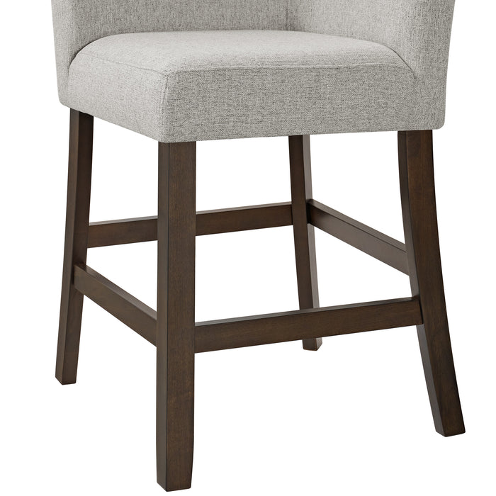 Seneca Counter Corner Bench with Upholstered Back and Grey Fabric